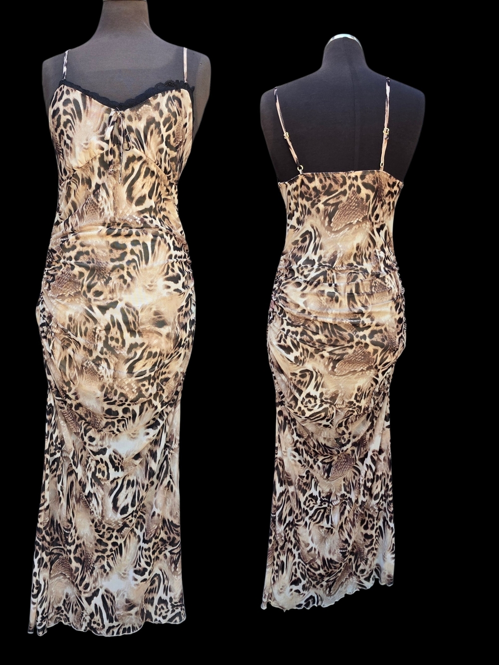 Leopard Print Slip Maxi Dress - Brown